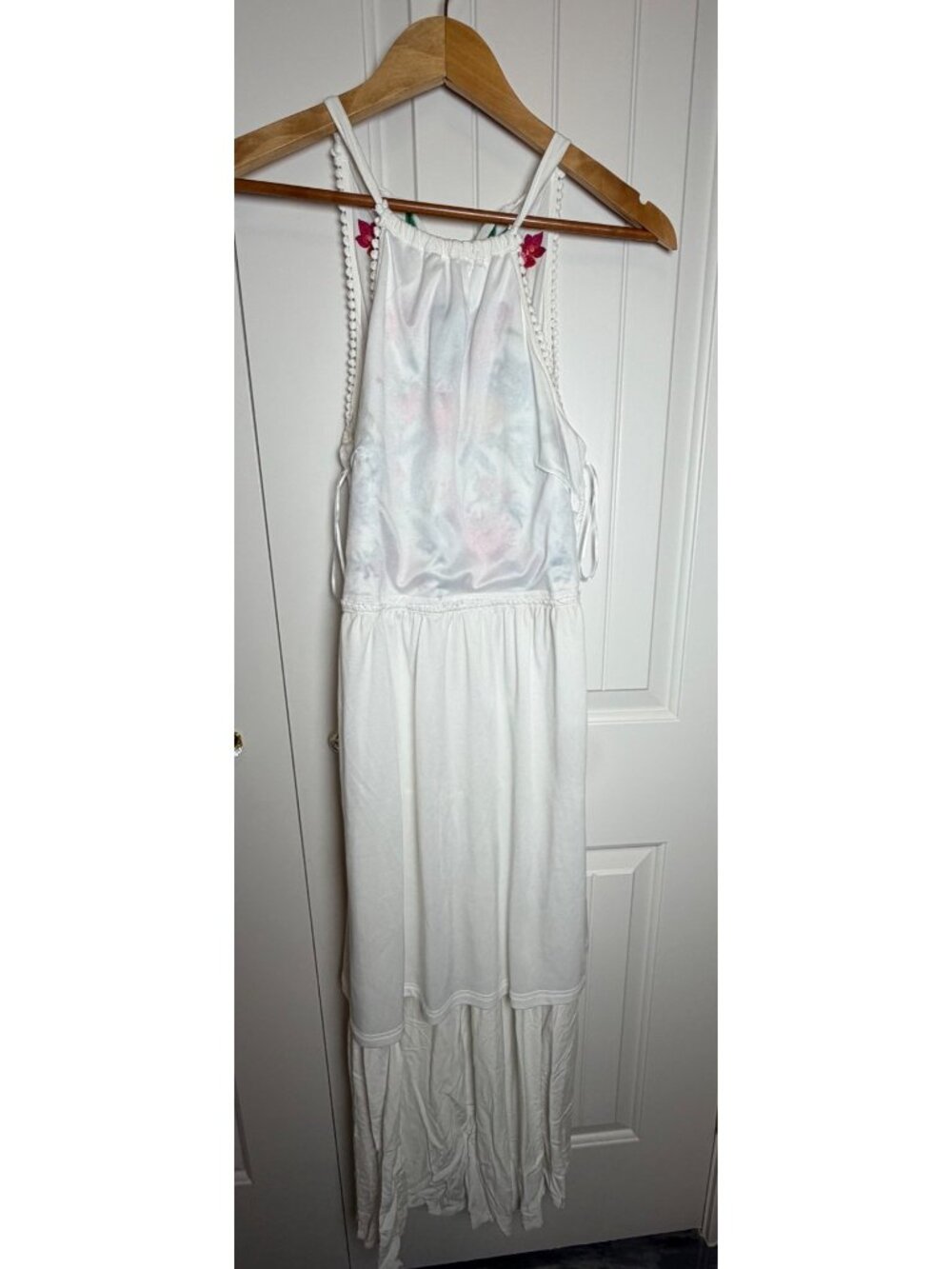 Solitaire Chic Floral Embroidered Sleeveless Maxi Dress Boho Tiered Halter Neck - Picture 12 of 14
